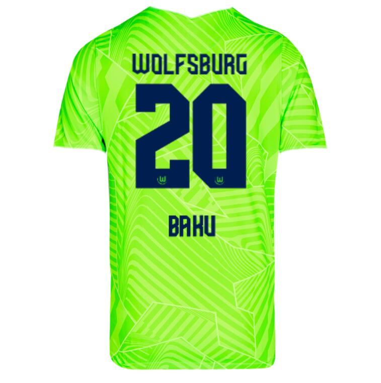 2021/22 Wolfsburg Home Kit Soccer Jersey with Baku 20 printing